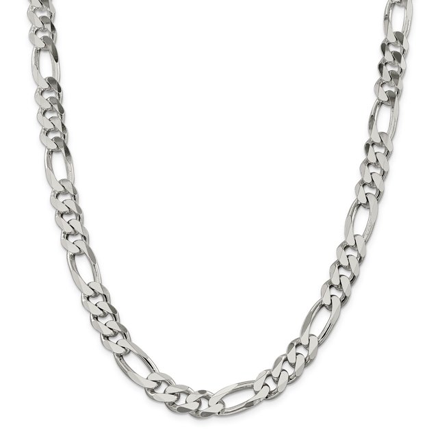 Sterling Silver 10.75mm Figaro Chain (Weight: 131.66 Grams, Length: 28 Inches)