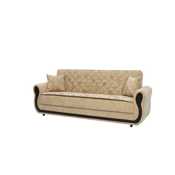 Ottomanson Convertible Sleeper Sofa Bed with Hidden Storage, Firm Comfort Couch, Beige