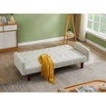 thumbnail image 2 of Convertible Sofa Bed, Linen Fabric Loveseat Couch With Three Adjustable Positions, Five Wooden Legs and Tufted Buttons, Upholstered Couch Bed for Small Space, Living Room, Office, Beige, 2 of 7