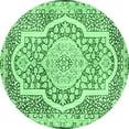 thumbnail image 1 of Ahgly Company Indoor Round Medallion Emerald Green Traditional Area Rugs, 3' Round, 1 of 4