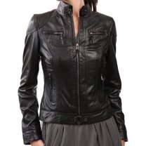 NEW HOT Women Lambskin Real Leather Jacket Motorcycle Quilted Slim Fit Coat W005