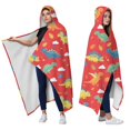 thumbnail image 2 of Wearable Blanket,Colorful Dinosaur Red Pattern Hooded Wearable Sherpa Blanket for Adults & Teens,Winter Poncho Shawl Wrap Cape Thick Warm,60"x80", 2 of 5