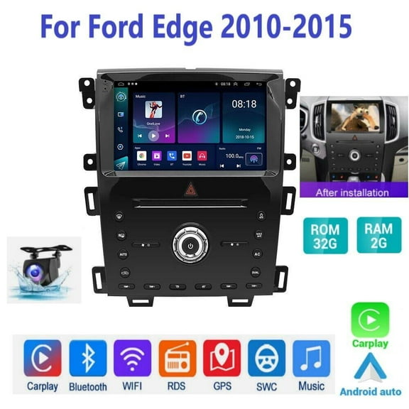 IKASEFU Car Stereo Radio for Ford Edge 2010-2015, 9 Inch Touch Screen with Wireless Carplay & Android Auto, Mirror Link, GPS, WiFi, Bluetooth, 2 32GB