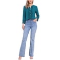 thumbnail image 2 of INSPIRE CHIC Women's Boho Half Button Placket Long Sleeve Lace Crochet Blouses XL Peacock Blue, 2 of 6