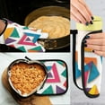thumbnail image 5 of Yayeee Oven Mitts and Pot Holder Set of 4 Heat Resistant Kitchen Gloves Baking Hot Pad, Purple Triangles, 5 of 5