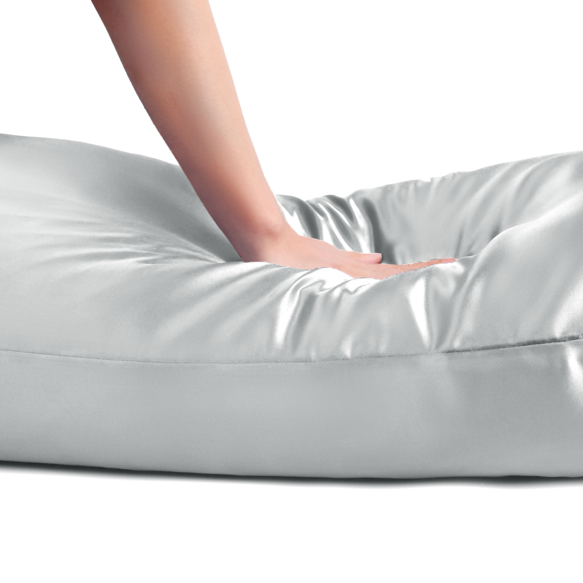 Unique Bargains Zipper Closure 1 PC Satin Body Pillowcases Silver Grey 20"x60"