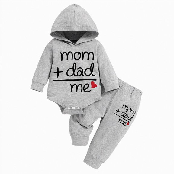 WUANDIXFA Newborn Baby Boy Outfit 3 6 9 12 18 Months Romper Pants Set Newborn Baby Clothes for Fall Winter,Grey,0-3 Months