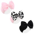 thumbnail image 1 of Lazos para el pelo con estampado de vaca Lanmerry Moo de 15 cm para niñas, color negro y rosa, 1 of 1