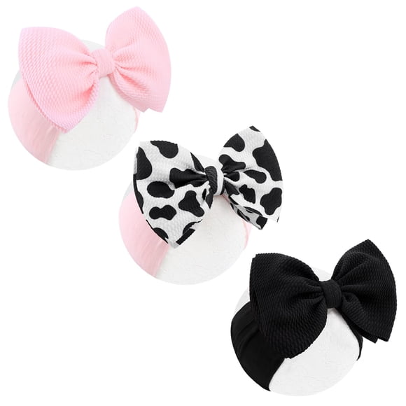 Lazos para el pelo con estampado de vaca Lanmerry Moo de 15 cm para niñas, color negro y rosa