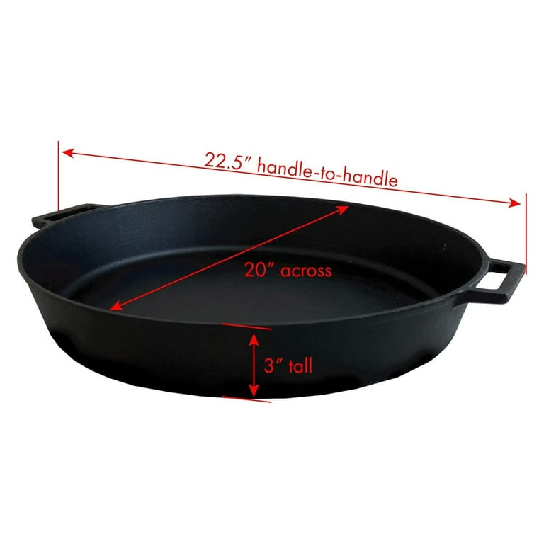 Cintbllter 20 inch Jumbo Cast Iron Skillet Features Dual Helper Handles Deep 3-in Sides Perfect for Breakfast Roast Pan Frying Sauting Baking & Large