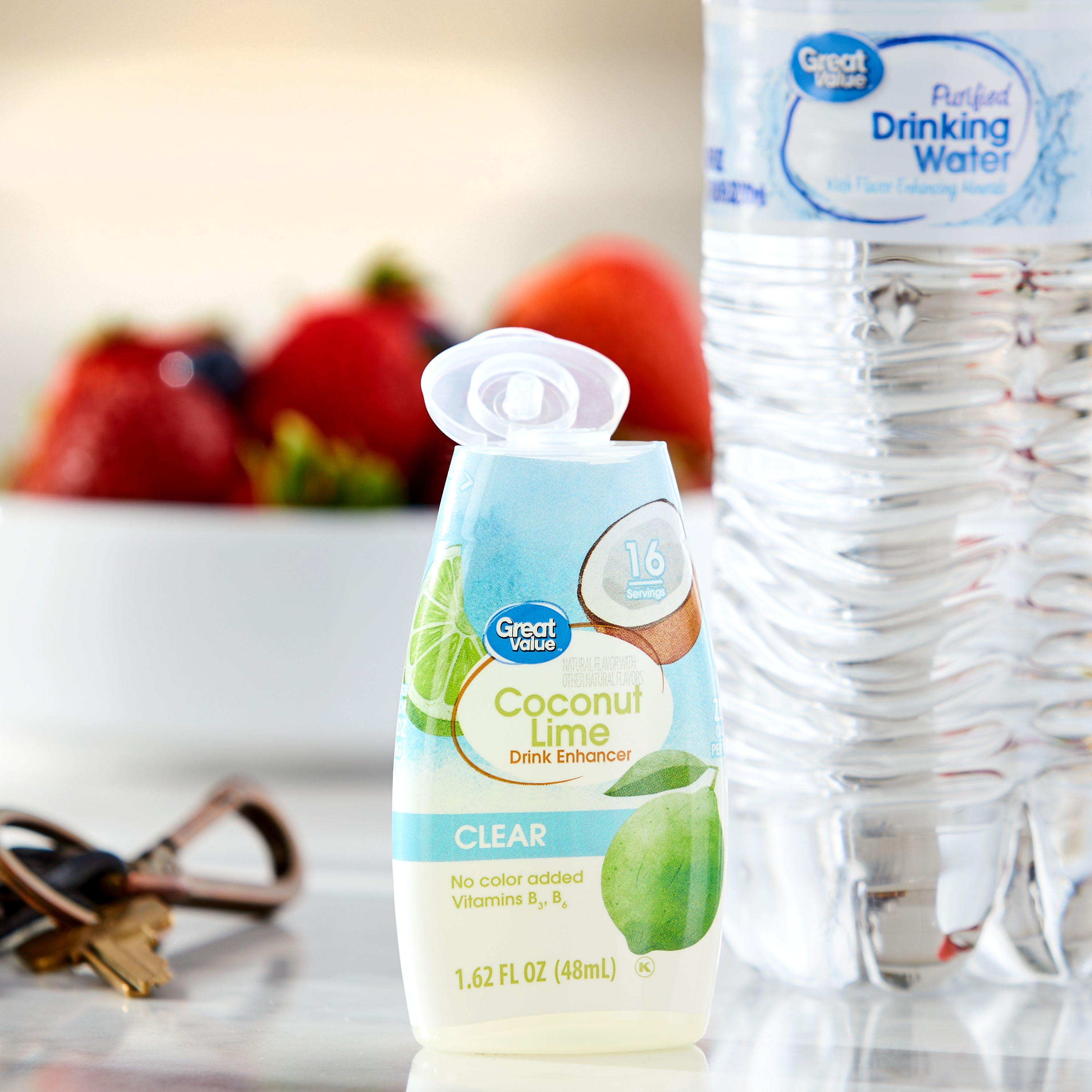 Great Value Coconut Lime Clear Liquid Drink Enhancer, 1.62 fl oz Bottle