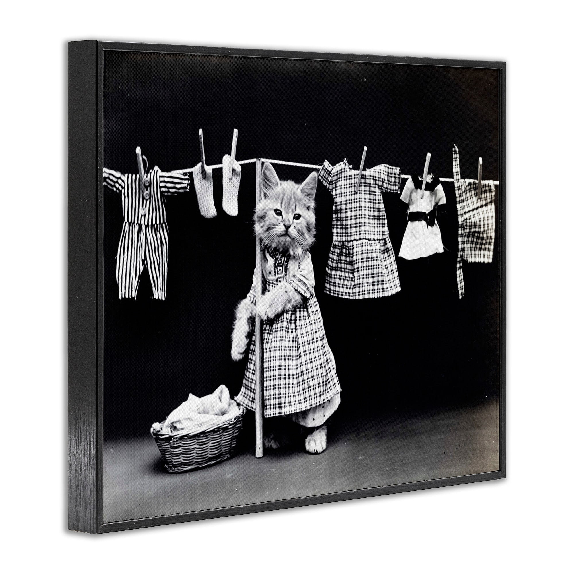 Stupell Kitten Does The Laundry Framed Giclee Texture Art 11 x 14