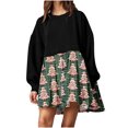 thumbnail image 2 of RKSTN Dresses for Women Robe de Noël Imprimée Col Rond Patchwork Manches Longues Sweat-Shirt Ample, 2 of 5