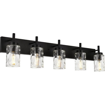 

Metal Wall Mount Light Fixtures Over Mirror with Clear Hammered Glass Shade Transitional Bathroom Vanity Lighting Chrome Wall Sconce Lamp for Kitchen Living Room Dining Room Hallway