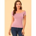 thumbnail image 4 of INSPIRE CHIC Hauts pour Femmes à Épaules Dénudées Manches Courtes Blouse Courte, 4 of 6