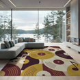 thumbnail image 2 of ODIKA 6'x9' Washable Area Rug Non-Slip, Easy Care, Layered Cd Disc Abstract Musical Collage Round Floor Covering for Family Room, Living Room, Master Bedroom, 2 of 7