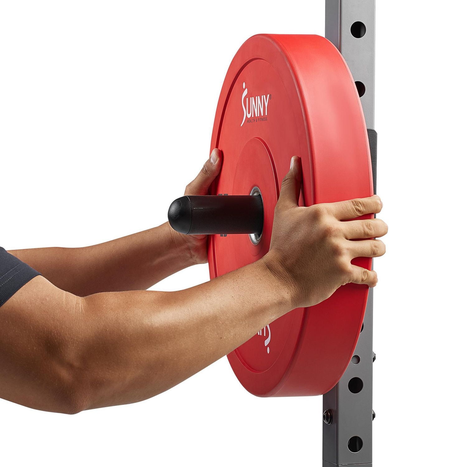 Sunny Health & Fitness Support de Rangement Ajustable pour Disques de Poids - Accessoire pour Rack et Cage de Musculation – Compatible avec Disques de Poids Olympiques de 1” et 2” Pouces - Modèle SF-X