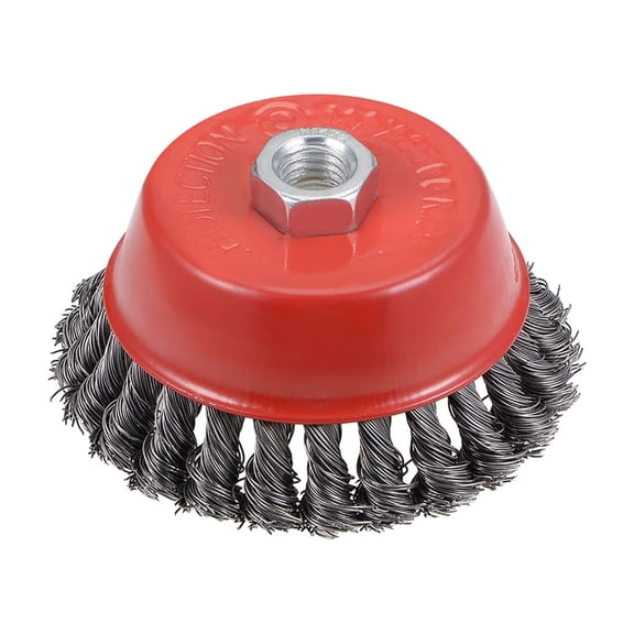 Unique Bargains 4-Inch Wire Cup Brush Twist Knotted Crimped Steel with M14 Threaded Hole for Grinders