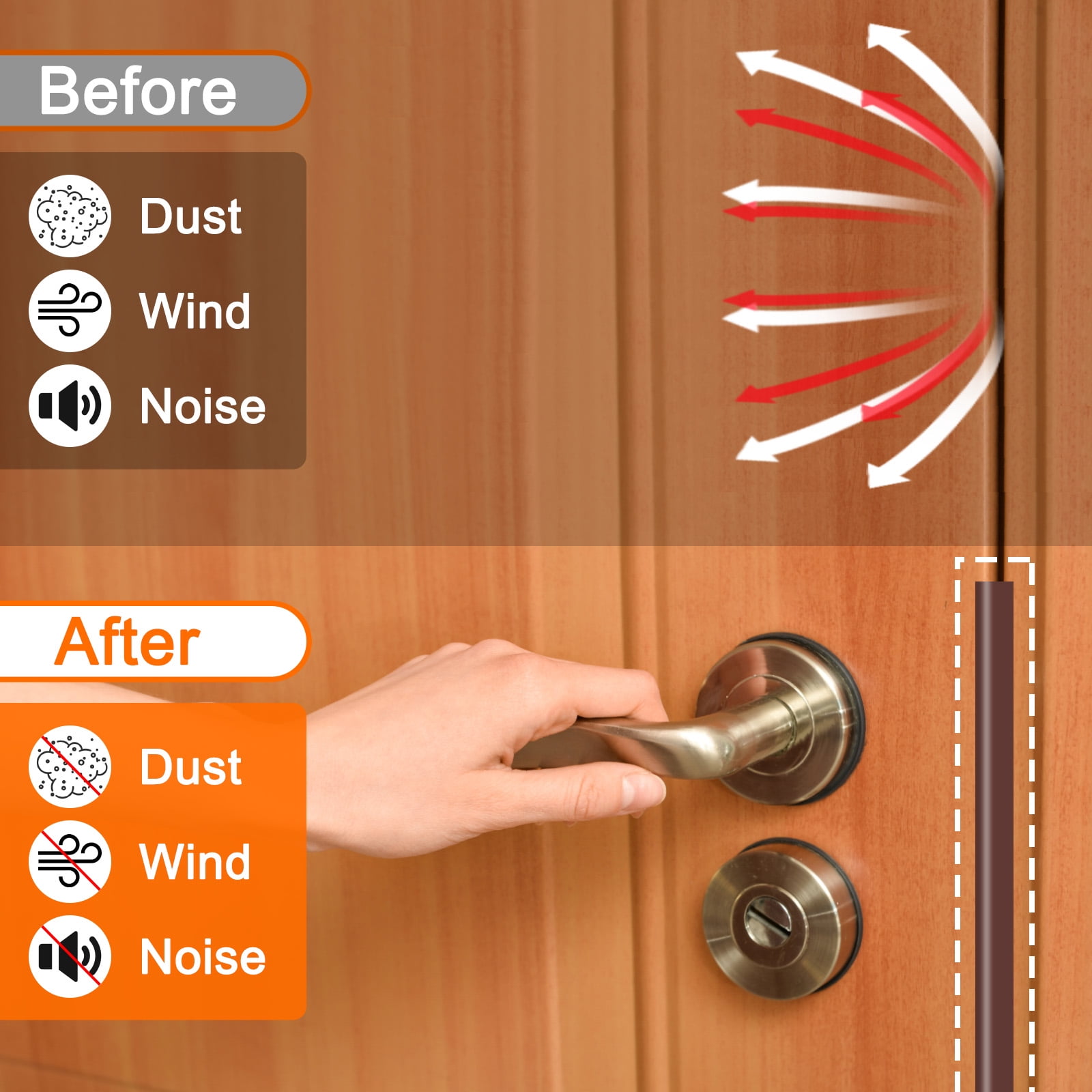 Uxcell Rubber Weather Stripping Door Seal 40ft x 9mm Self-Adhesive D-Shape Door Seal Strip Soundproof Waterproof for Door Frame Windows Insulation Large Gap, Brown