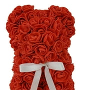 Way To Celebrate 9.25 Red Artificial Rose Bear Valentines Day Gift