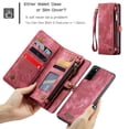 thumbnail image 4 of For Samsung Galaxy S20 Wallet Case,Multi-Functional Retro Leather Purse Flip Cover Zipper Wallet Case with Removable Card Slots Pocket & Detachable Wrist Strap Magnetic Phone Case, Red, 4 of 9