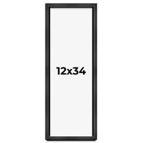 12x34 Frame Black Charcoal Grey Wood Textured Picture Frame | 0.75 Inch Moulding Width | Gunmetal