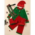 thumbnail image 5 of ZOEREA 7Pcs Kids Christmas Elf Green Set Outfit Velevt Suit Set Xmas Boy's Outfit with Elf Ears, Hat, Shoes, Belt, Socks 6-12Y, 5 of 7