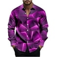 thumbnail image 2 of Ceisia Men's Slim Fit Geometric Print Shirt | Long-Sleeve Stretchy Turndown Collar Casual Top Gift, 2 of 5