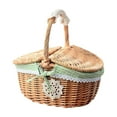 thumbnail image 1 of Wicker Picnic Basket Practical Storage Basket for Parties Outdoor Sandwiches Small, 1 of 9
