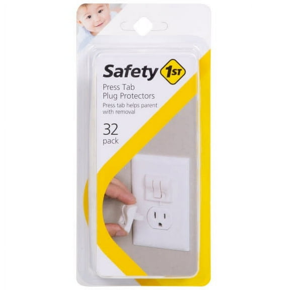Safety 1st Press Tab Plug Protectors (32pk), White, Toddler