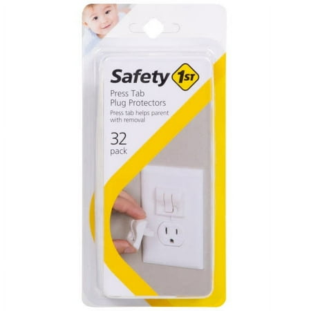 Safety 1st Press Tab Plug Protectors (32pk), White, Toddler