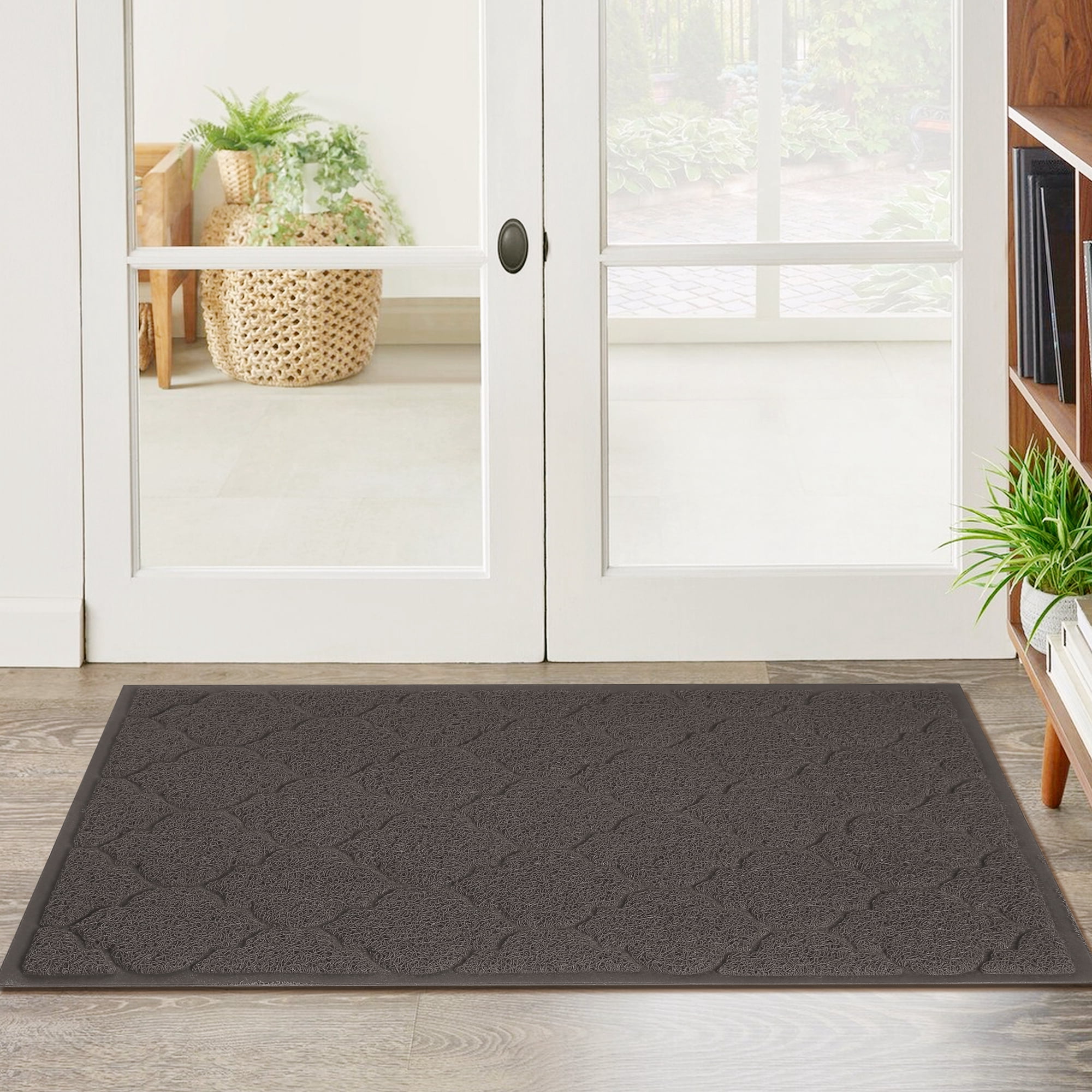 Unique Bargains Front Door Mat Welcome Mat Entryway Low Profile Design Floor Mat Dust Mat Grey 18" x 30"