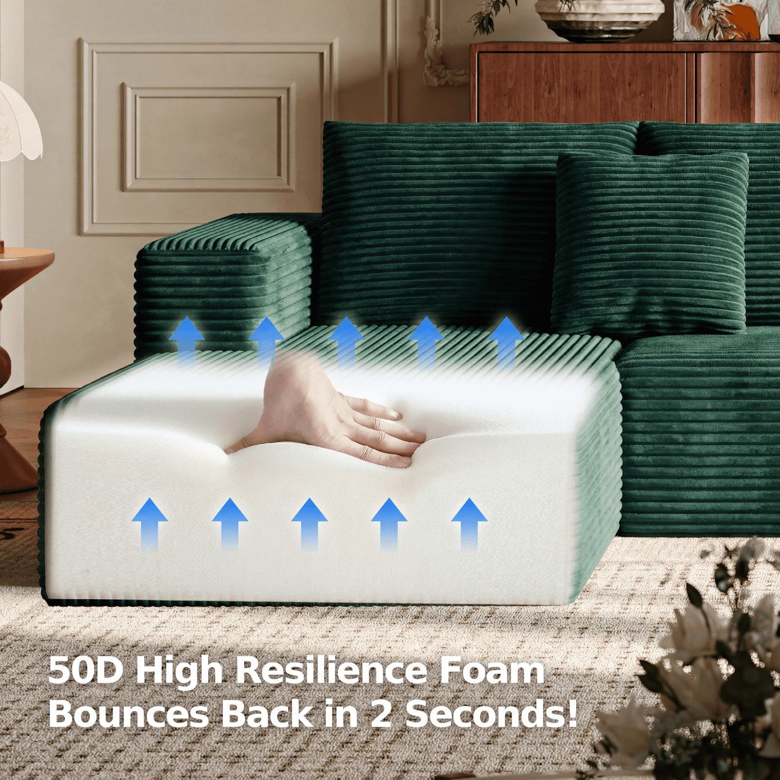 Liaroo 134.7" Sectional Sofa, Boneless Couch, U-Shaped Couches with Chaise No Assembly Required Modular Cloud Sofa for Living Room Apartment Theater Room