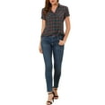 thumbnail image 3 of INSPIRE CHIC Women's Plaid Shirts Point Collar Button Down Blouses XS Dark Green, 3 of 8