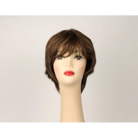 European Human Hair Freeda Wig Linda Light Brown With Ash Blonde Highlights Size L