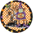 thumbnail image 1 of Corona De Halloween Colgador De Puerta Redondo Letrero De Bienvenida Para Decoración De Halloween Kearding HA043868-04, 1 of 5