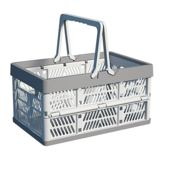 Foldable PP Storage Baskets with Handles, Collapsible Crate for Storage Stacking Folding Storage Basket for Kitchen, Bathroom, Shopping (19L)
