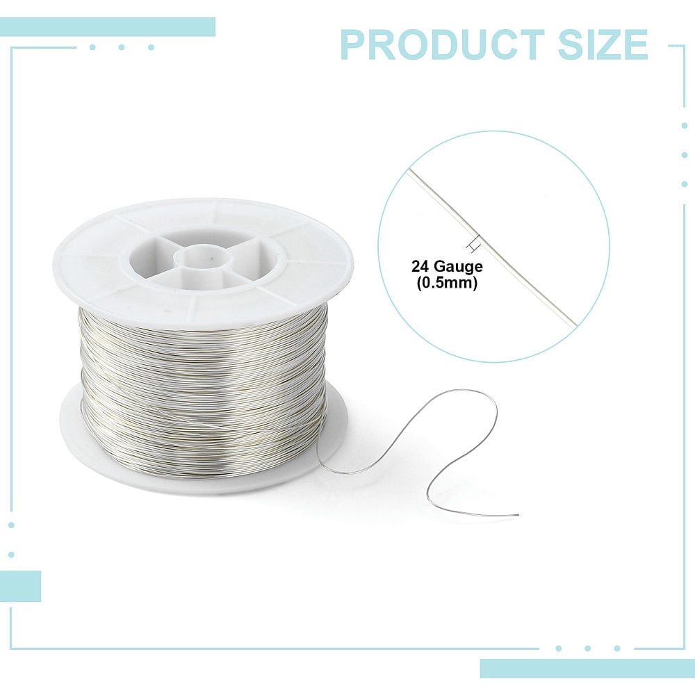 500 g Round Copper Jewelry Wire Long-Lasting Plated Silver Color Plated 24 Gauge 0.5mm about 984.25 Feet(300m)/500gDIY