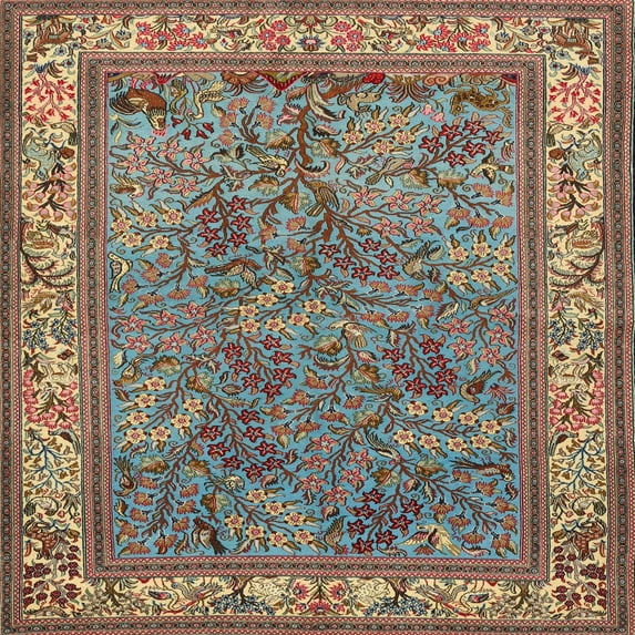 Ahgly Company Indoor Square Traditional Dark Sienna Brown Animal Area Rugs, 5' Square