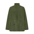 thumbnail image 4 of Women's Plaid Double-Sided Plush Patch Pocket Button Cardigan Casual Top Jacket for Fall and Winter, Warm and Soft, Winter Clothes for Women,Army Green,L, 4 of 7