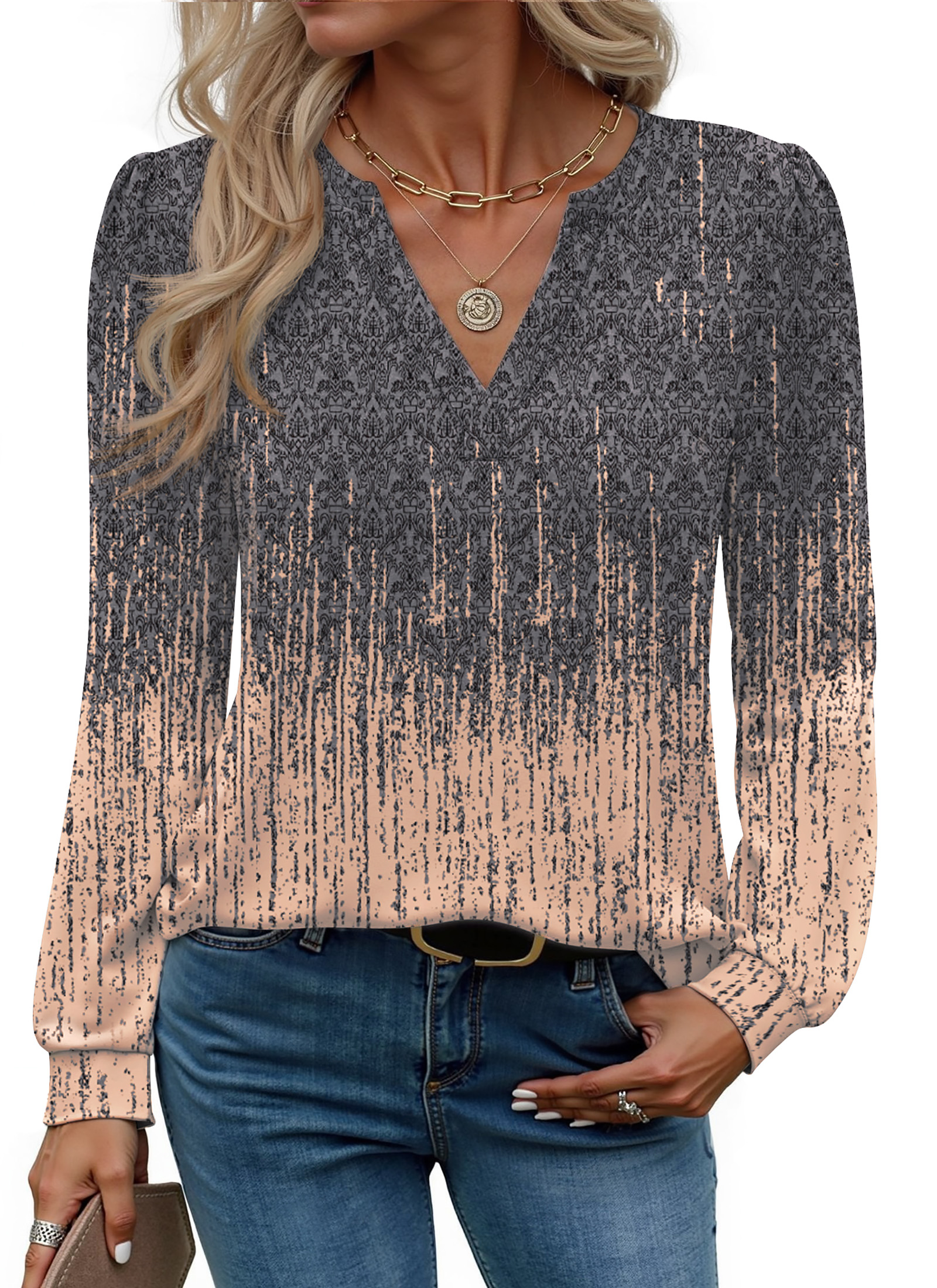 Fantaslook Womens Tops Long Sleeve V Neck Blouses Business Casual Shirts Fall Fashion Dressy Tops
