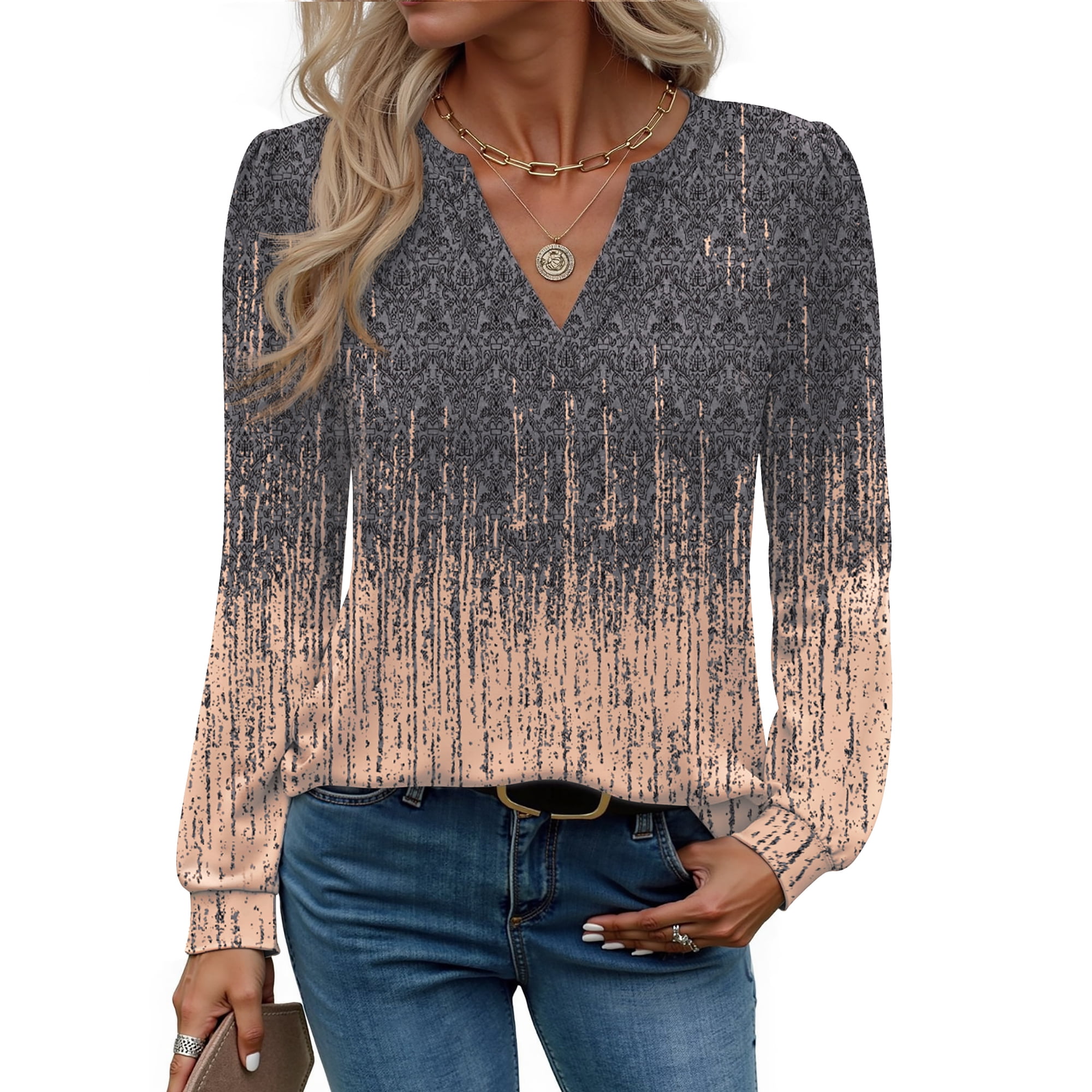 Fantaslook Womens Tops Long Sleeve V Neck Blouses Business Casual Shirts Fall Fashion Dressy Tops