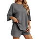 thumbnail image 1 of Conjunto deportivo para mujer: camiseta de cuello redondo y pantalones cortos deportivos. Poliéster transpirable. Lavable a máquina. Primavera/verano. XS-XXXXL., 1 of 7