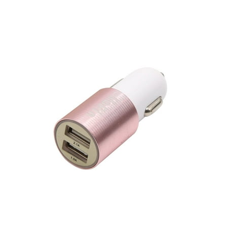 Rose Cigarette - Aluminum Alloy DC 12V 24V Car Dual USB Port Charger Cigarette Lighter Adapter Rose Gold Tone