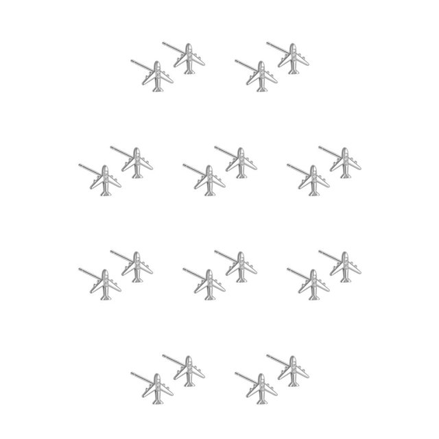 Minnieouse Miniavión de plata esterlina a la moda y tachonado con diamantes, oreja de estudiante y aretes con personalidad. Plateado Plateado 1 10piezas