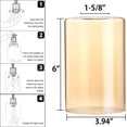 thumbnail image 3 of 2 Pack Clear Amber Glass Lamp Shade Replacement Globes & Cover, Farmhouse Vintage Light Fixture Cylinder Shade with 1-5/8 Inch Fitter for Chandelier Pendant Wall Sconces, 6"H x 4"W, 3 of 8