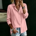 thumbnail image 2 of TEAJOPSUU Women's Trendy Cotton Blend Tops Long Sleeve Collared Button Down Shirts Casual Lace Trim Comfy Blouses B-Pink, 2 of 5