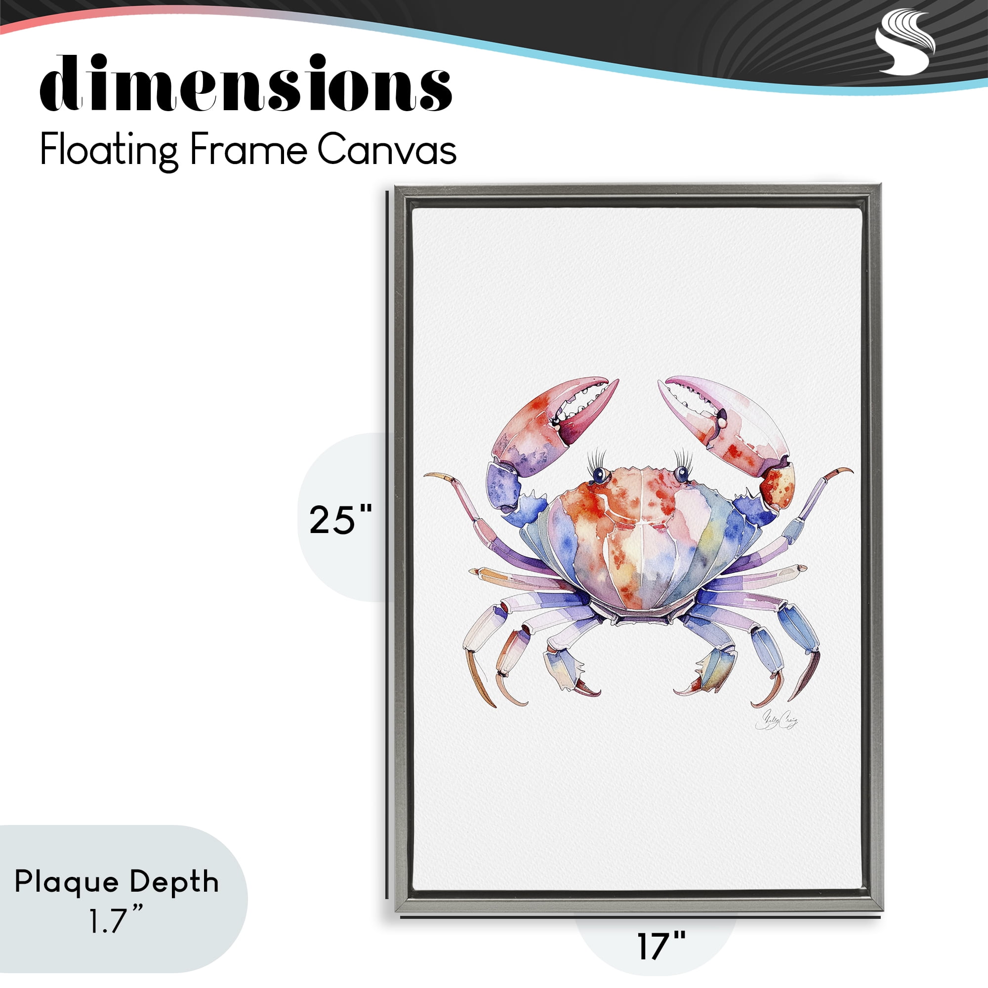 Stupell Industries Tide Dancer Crab Gray Framed Floater Canvas Wall Art, design by Shelly Craig