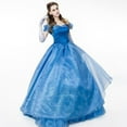thumbnail image 5 of HAWEE Women's Princess Blue Adult Halloween Cosplay Costume, Butterfly Lace up Ball Gown Long Coronation Dress, 5 of 6