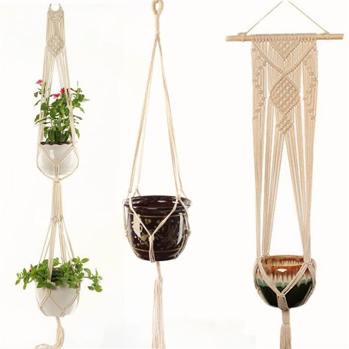 3 Style Braided Rope Hanging Planter Macrame Plant Holder